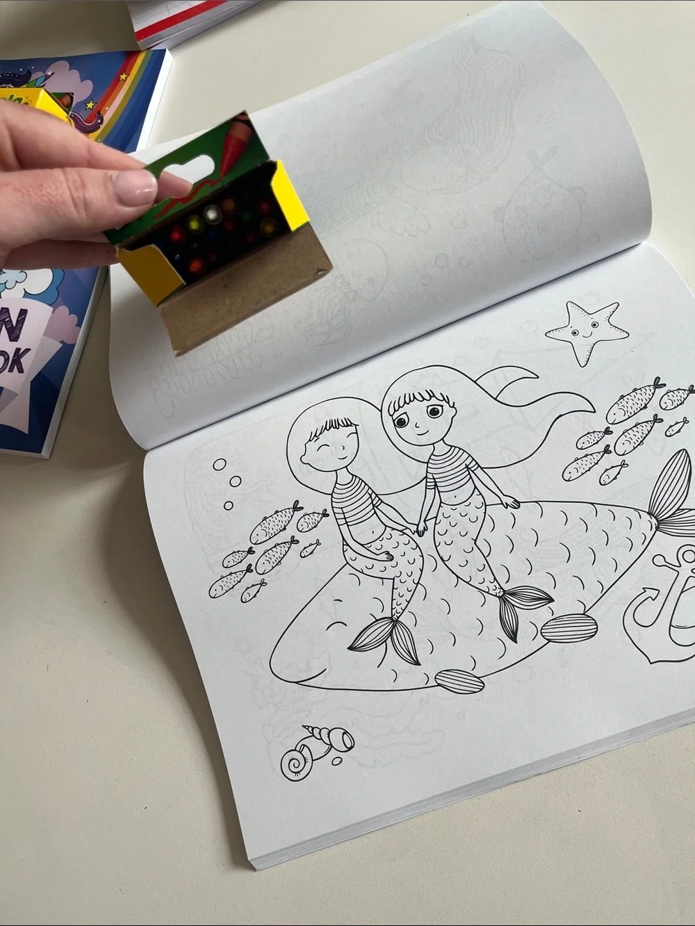 MERMAID COLORING BOOK and Crayola Crayon Set of 24